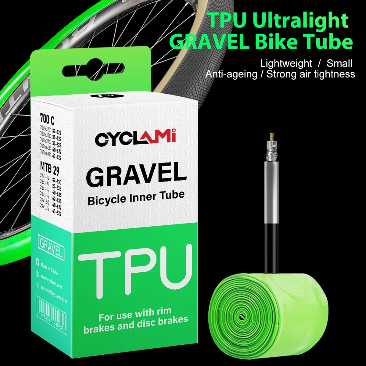 Inner Tube 700C - CYCLAMI Ultralekka dętka szosowa MTB 29